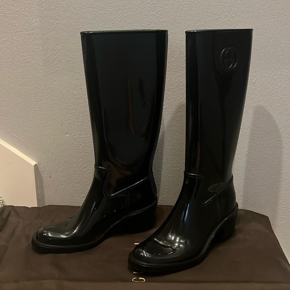 GUCCI NEW Authentic Gucci Wellington Rubber ridding boots size 39 - Picture 3 of 9